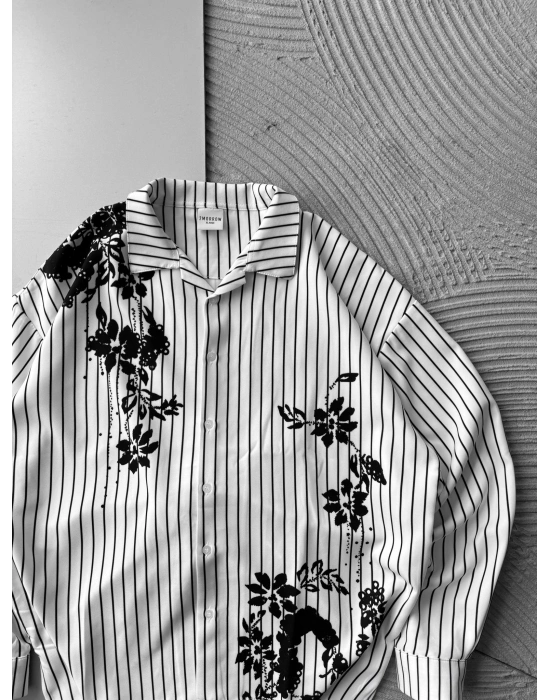 ÇİÇEK MOTİF VİNTAGE OVERSİZE GÖMLEK