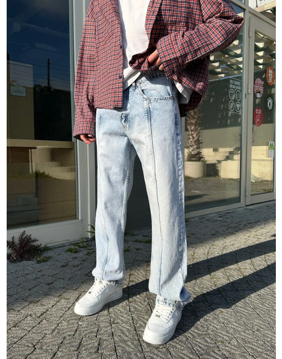 BAGGY ORTA PARCA DS KOT PANTOLON BUZ MAVİSİ