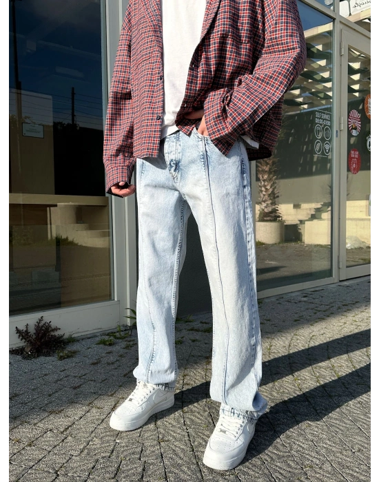 BAGGY ORTA PARCA DS KOT PANTOLON BUZ MAVİSİ