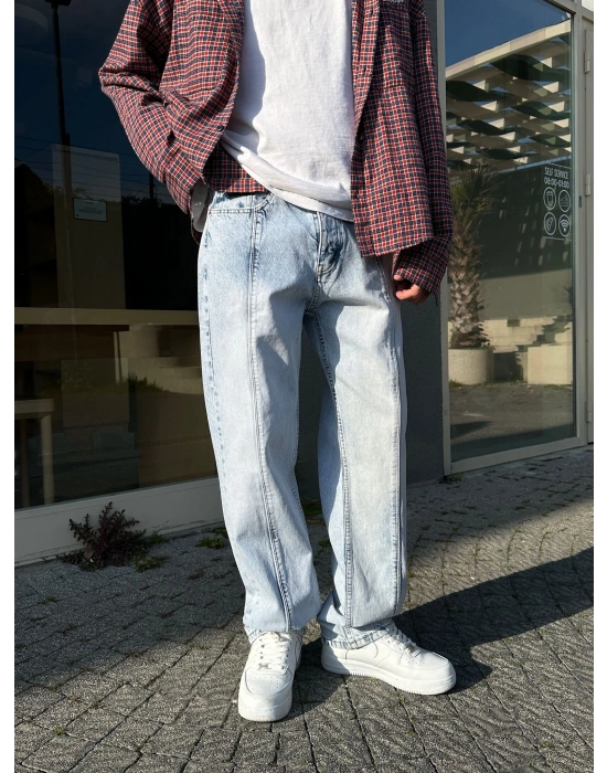 BAGGY ORTA PARCA DS KOT PANTOLON BUZ MAVİSİ