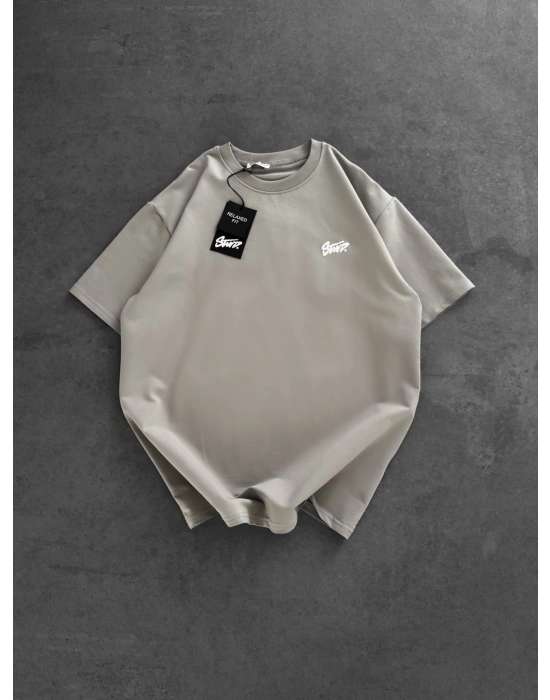 STW SIRT BASKI BİSİKLET YAKA OVERSİZE TSHİRT