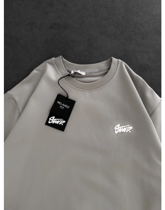 STW SIRT BASKI BİSİKLET YAKA OVERSİZE TSHİRT