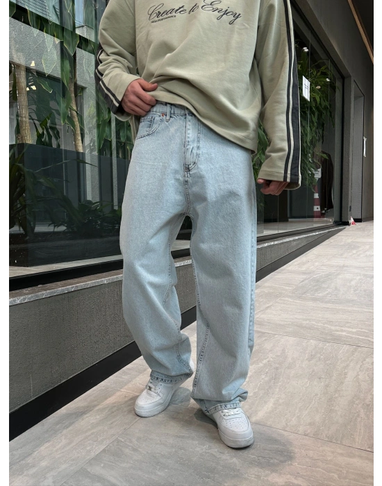 FULL BAGGY DS KOT PANTOLON BUZ MAVİSİ