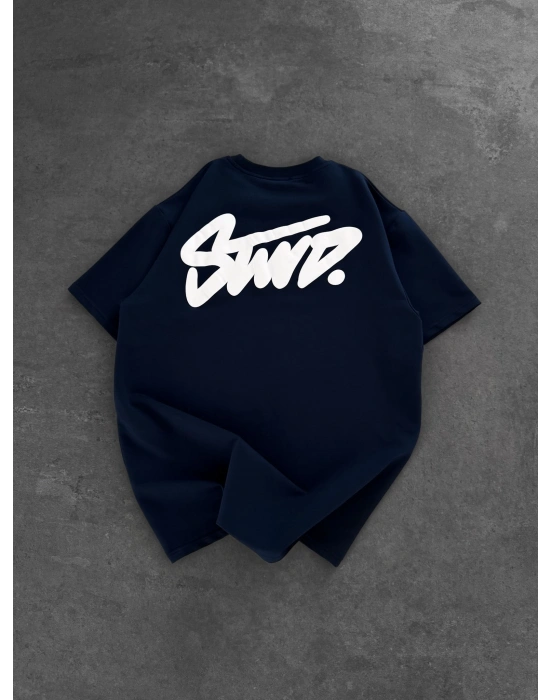 STW SIRT BASKI BİSİKLET YAKA OVERSİZE TSHİRT LACİ