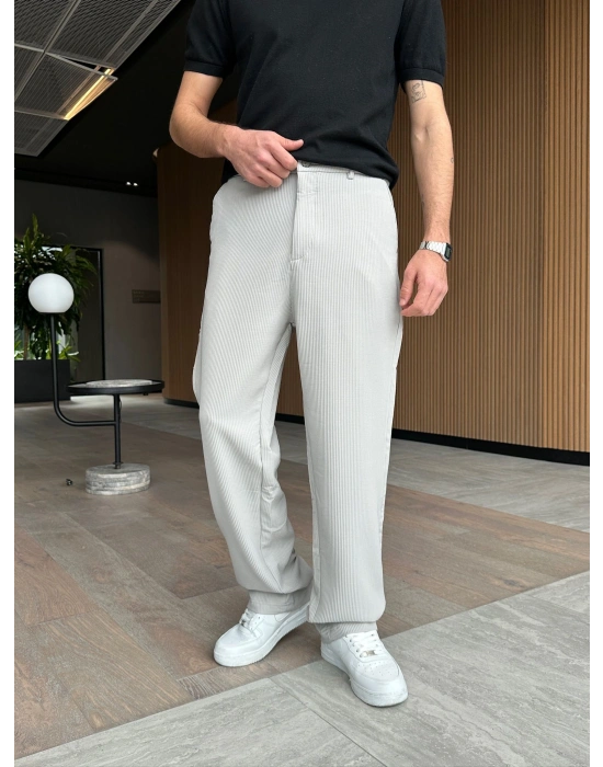 BAGGY KALIP FİTİLLİ DS PANTOLON BEJ