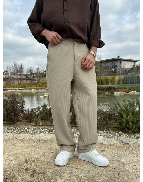 BAGGY KALIP FİTİLLİ DS PANTOLON SU YEŞİLİ