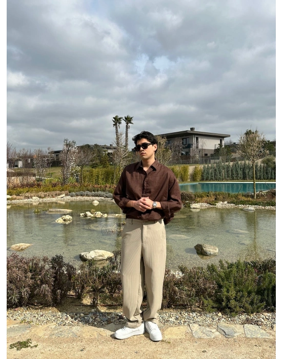 BAGGY KALIP FİTİLLİ DS PANTOLON SU YEŞİLİ