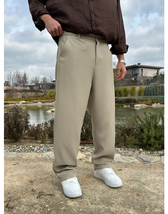 BAGGY KALIP FİTİLLİ DS PANTOLON SU YEŞİLİ