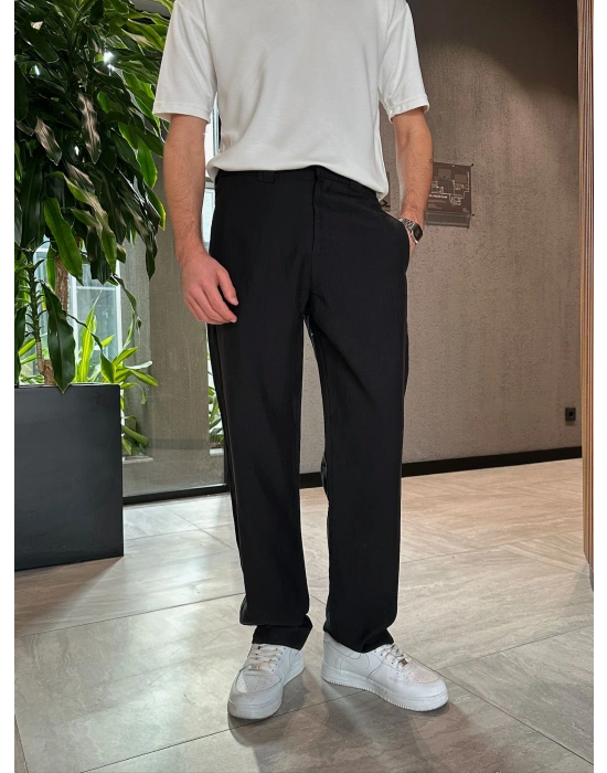 BAGGY KALIP TENSEL KUMAŞ DS PANTOLON SİYAH