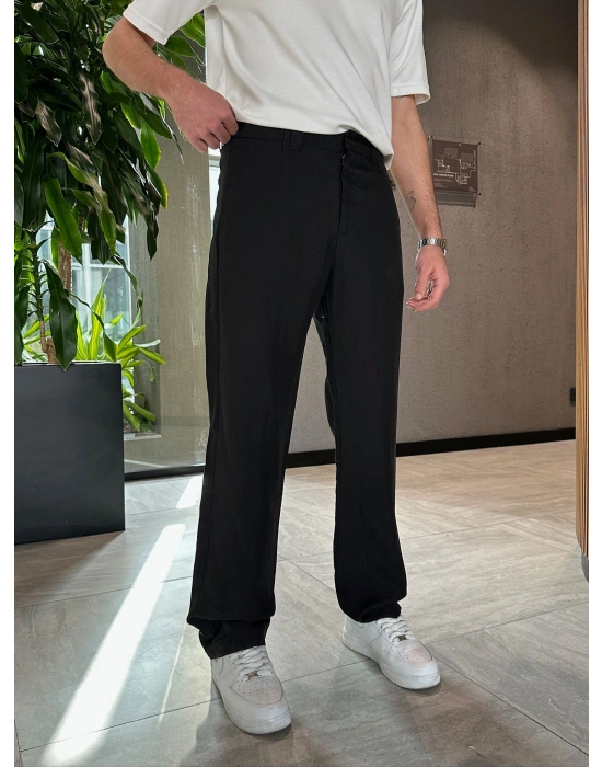 BAGGY KALIP TENSEL KUMAŞ DS PANTOLON SİYAH