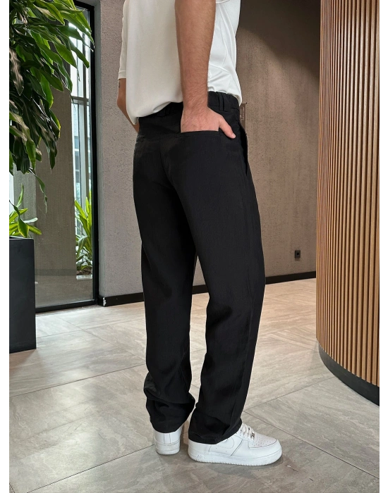 BAGGY KALIP TENSEL KUMAŞ DS PANTOLON SİYAH