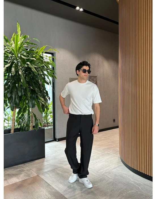 BAGGY KALIP TENSEL KUMAŞ DS PANTOLON SİYAH