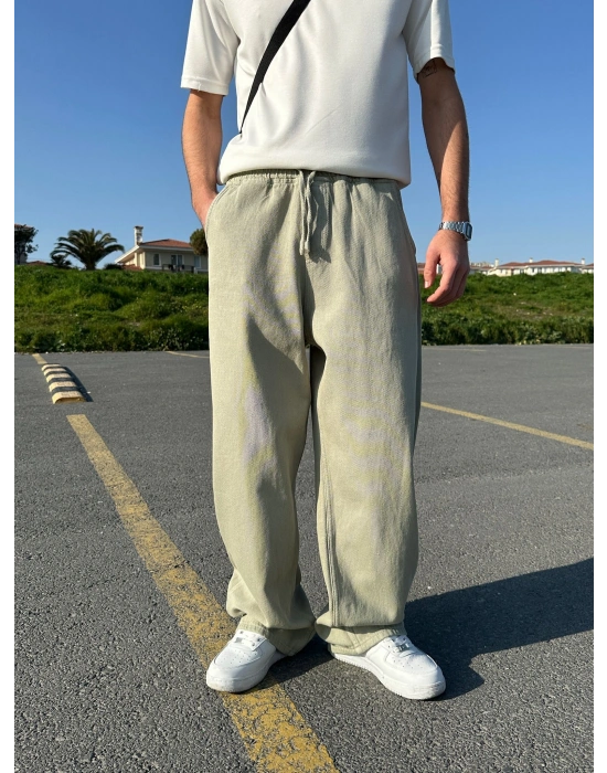 BAGGY KALIP GABARDİN KUMAŞ DS PANTOLON SU YEŞİLİ