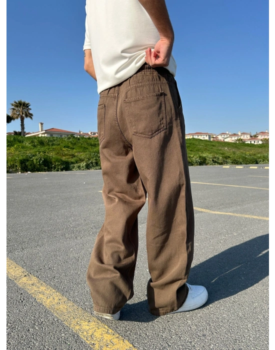 BAGGY KALIP GABARDİN KUMAŞ DS PANTOLON KAHVE