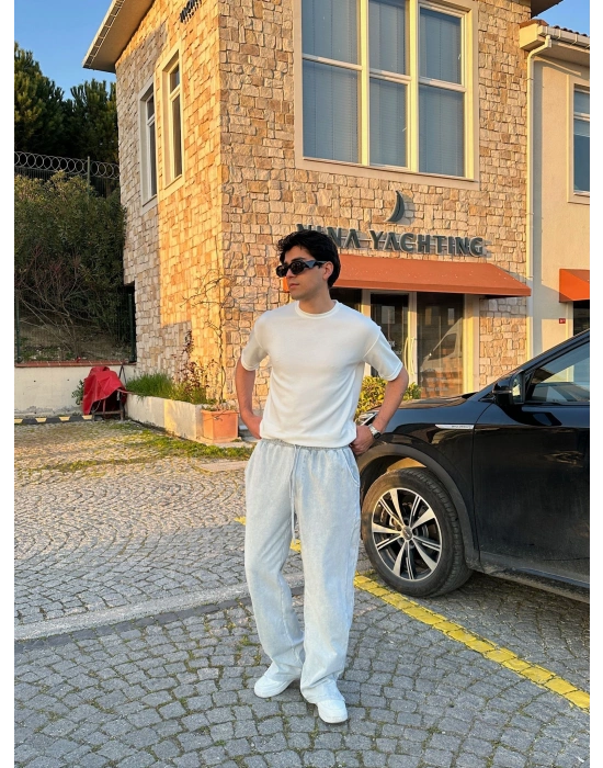 BAGGY KALIP YIKAMALI KUMAŞ MORROW EŞOFMAN BEYAZ