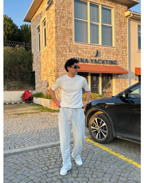 BAGGY KALIP YIKAMALI KUMAŞ MORROW EŞOFMAN BEYAZ