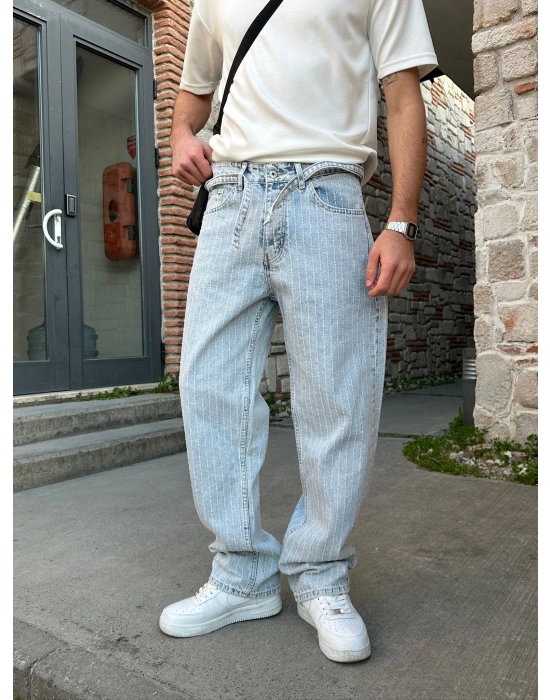 BAGGY KALIP ŞERİT DESENLİ KEMERLİ MORROW PANTOLON