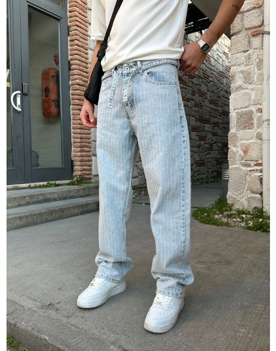 BAGGY KALIP ŞERİT DESENLİ KEMERLİ MORROW PANTOLON