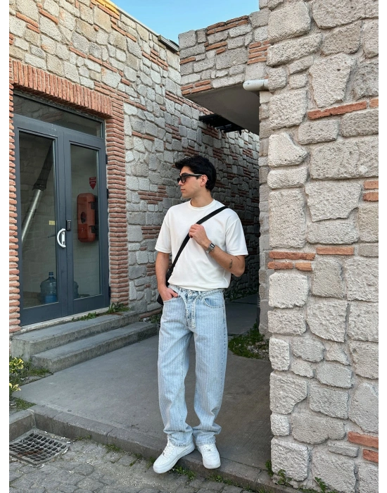 BAGGY KALIP ŞERİT DESENLİ KEMERLİ MORROW PANTOLON