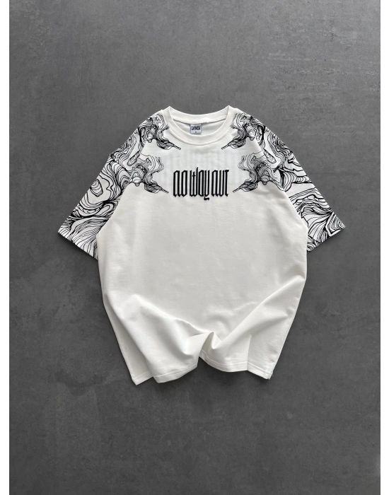 İSKELET BASKI NB OVERSİZE TİŞÖRT BEYAZ