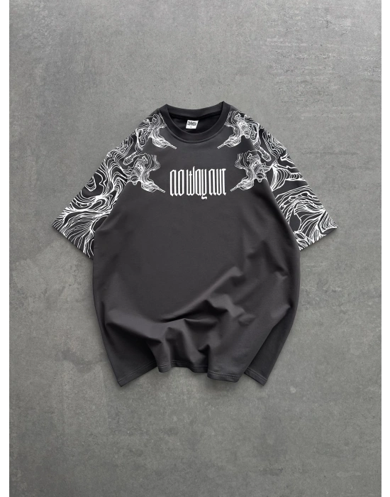 İSKELET BASKI NB OVERSİZE TİŞÖRT GRİ