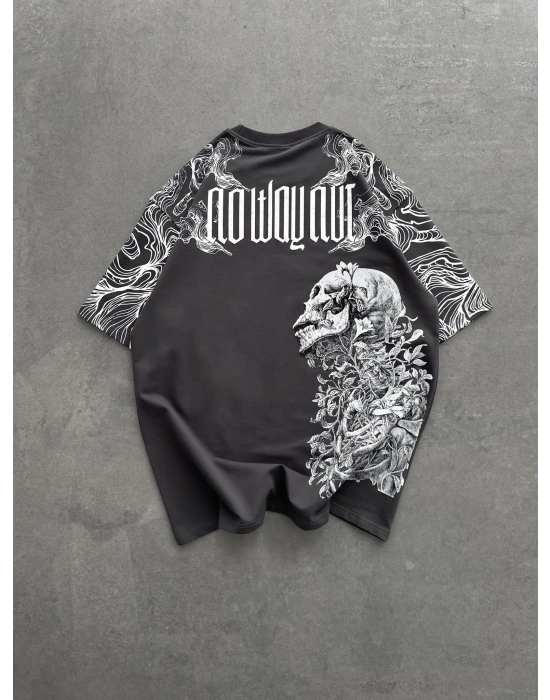 İSKELET BASKI NB OVERSİZE TİŞÖRT GRİ