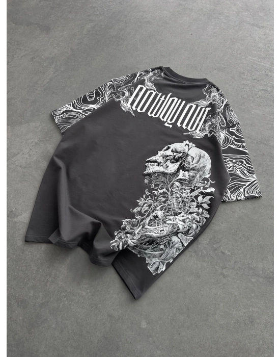 İSKELET BASKI NB OVERSİZE TİŞÖRT GRİ