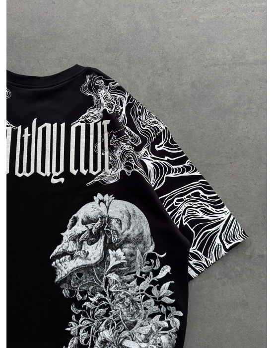 İSKELET BASKI NB OVERSİZE TİŞÖRT SİYAH