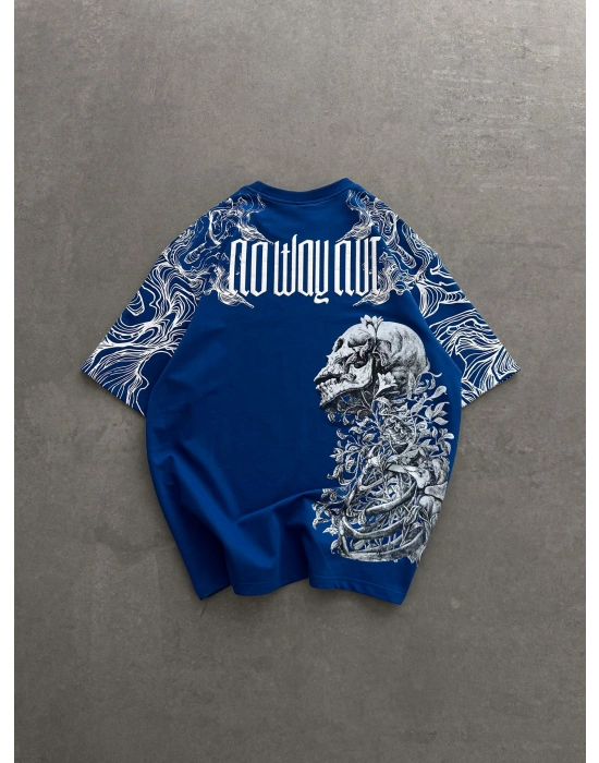İSKELET BASKI NB OVERSİZE TİŞÖRT MAVİ