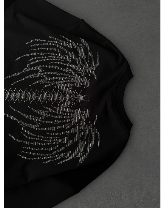 TAŞLI DARK ANGEL OVERSİZE TİŞÖRT SİYAH