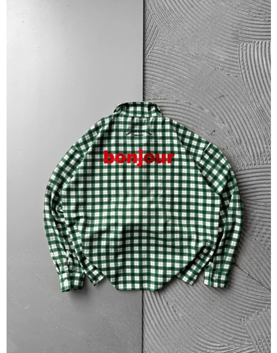 BONJOUR YESİL VİNTAGE OVERSİZE GÖMLEK YEŞİL