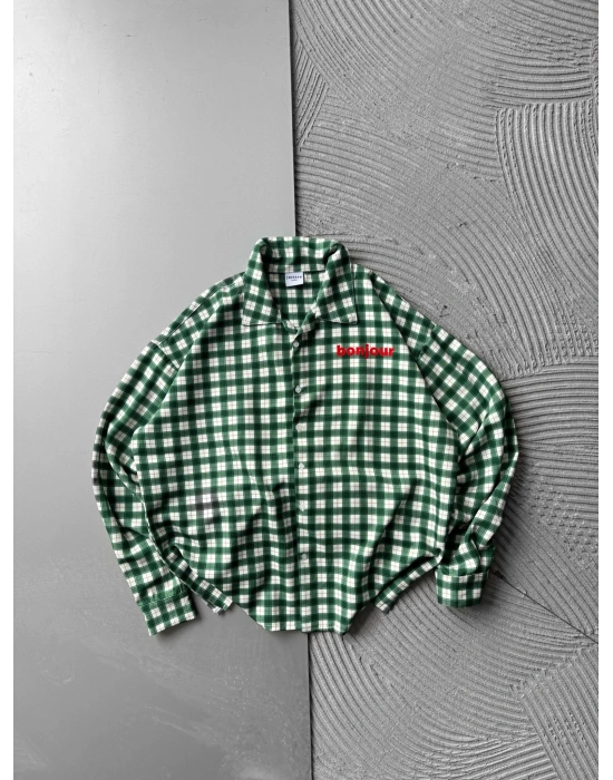 BONJOUR YESİL VİNTAGE OVERSİZE GÖMLEK YEŞİL