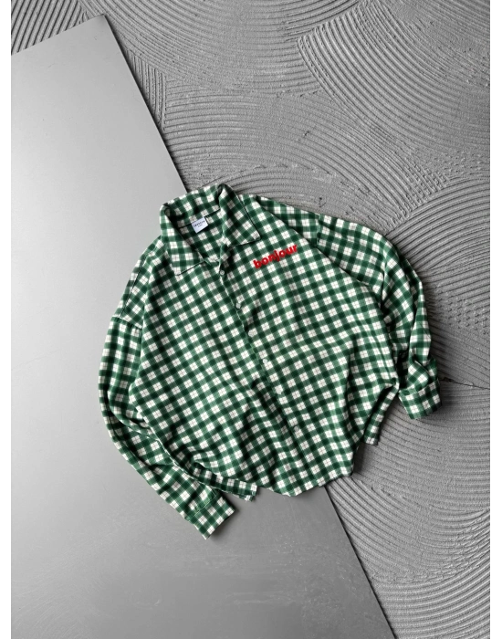 BONJOUR YESİL VİNTAGE OVERSİZE GÖMLEK YEŞİL