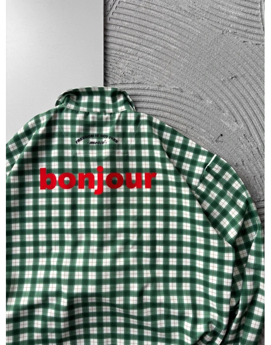 BONJOUR YESİL VİNTAGE OVERSİZE GÖMLEK YEŞİL