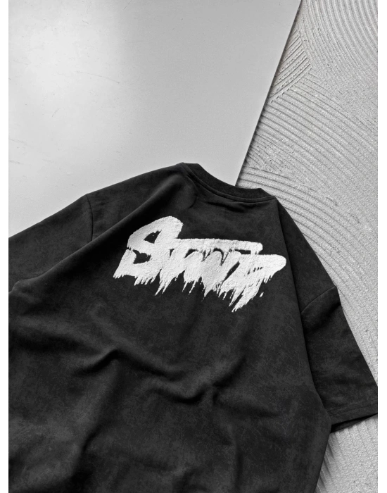 BOYA YIKAMA STW OVERSİZE TİŞÖRT SİYAH