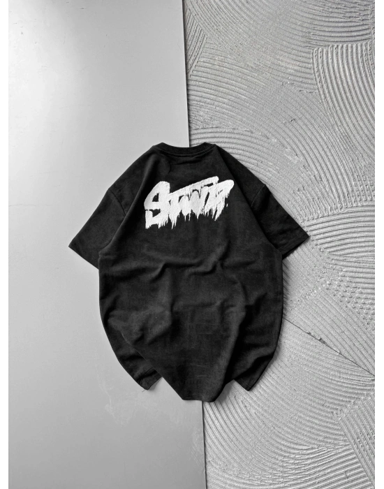 BOYA YIKAMA STW OVERSİZE TİŞÖRT SİYAH