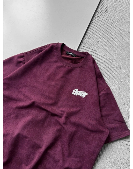 BOYA YIKAMA STW OVERSİZE TİŞÖRT BORDO