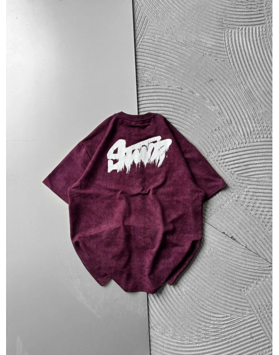BOYA YIKAMA STW OVERSİZE TİŞÖRT BORDO