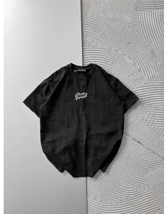 BOYA ARKA YIKAMA STW OVERSİZE TİŞÖRT SİYAH