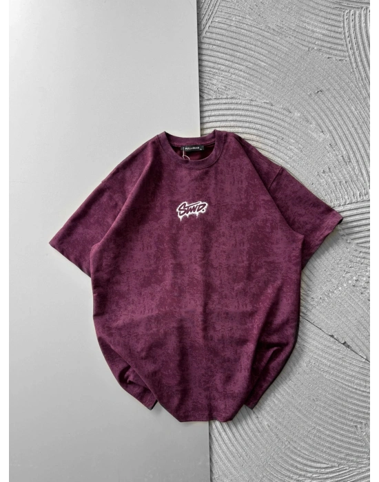 BOYA ARKA YIKAMA STW OVERSİZE TİŞÖRT BORDO