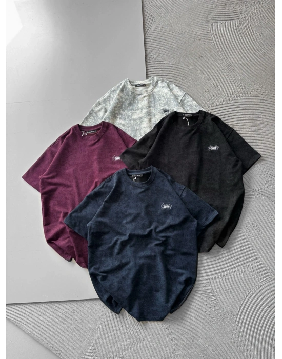 İP NAKIŞ YIKAMALI STW OVERSİZE TİŞÖRT BORDO