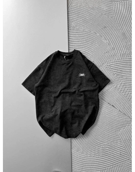 İP NAKIŞ YIKAMALI STW OVERSİZE TİŞÖRT SİYAH