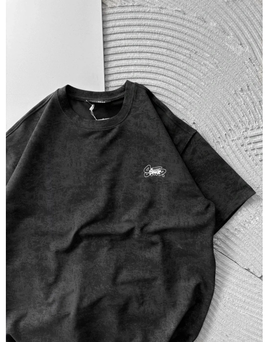 İP NAKIŞ YIKAMALI STW OVERSİZE TİŞÖRT SİYAH