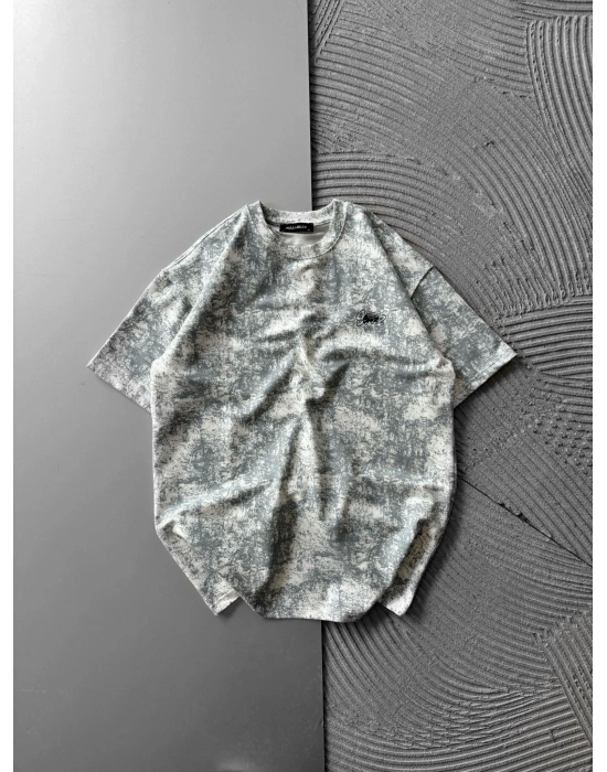 İP NAKIŞ YIKAMALI STW OVERSİZE TİŞÖRT BEYAZ