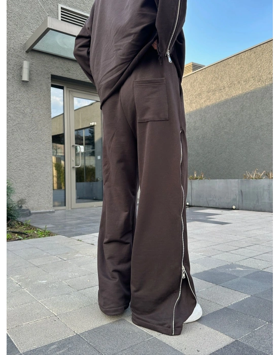 FULL FERMUAR ÖZEL TASARIM EŞOFMAN KAHVE