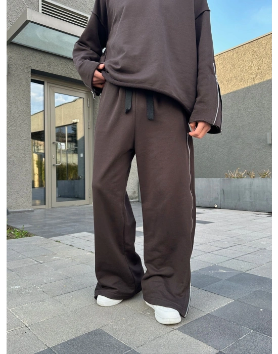 FULL FERMUAR ÖZEL TASARIM EŞOFMAN KAHVE