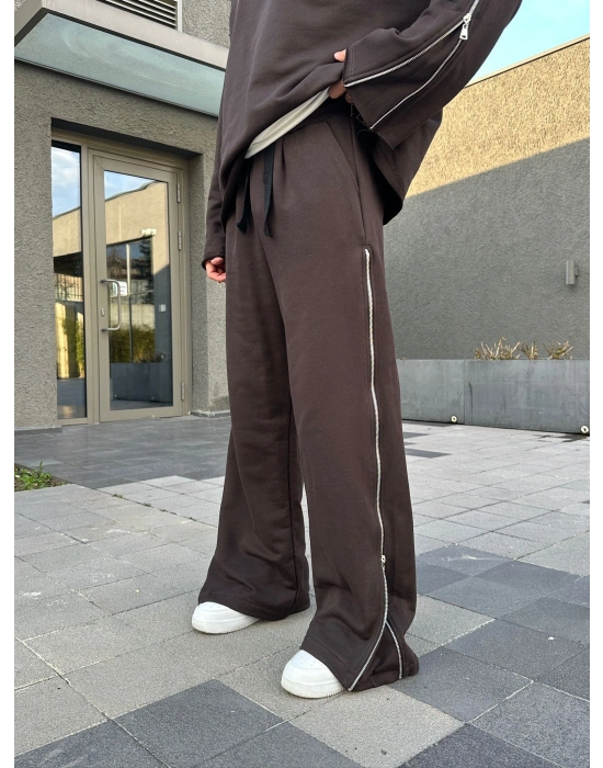 FULL FERMUAR ÖZEL TASARIM EŞOFMAN KAHVE