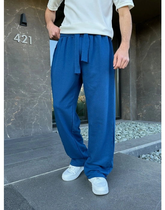 YAN KUMAŞ ÖZEL TASARIM EŞOFMAN MAVİ