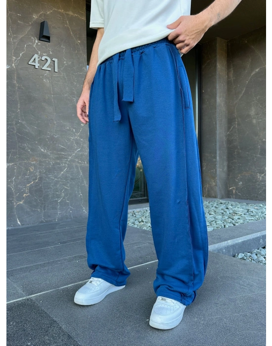 YAN KUMAŞ ÖZEL TASARIM EŞOFMAN MAVİ