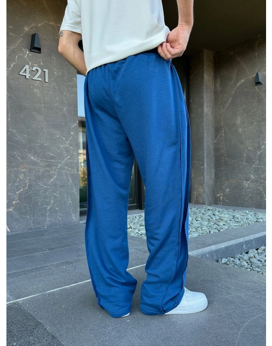 YAN KUMAŞ ÖZEL TASARIM EŞOFMAN MAVİ